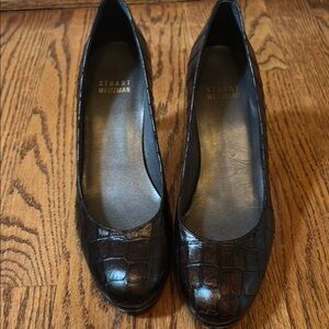 Stuart Weitzman Black Croc-Embossed Women's Shoes